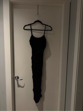 Windsor Black Ruched Slip Dress
